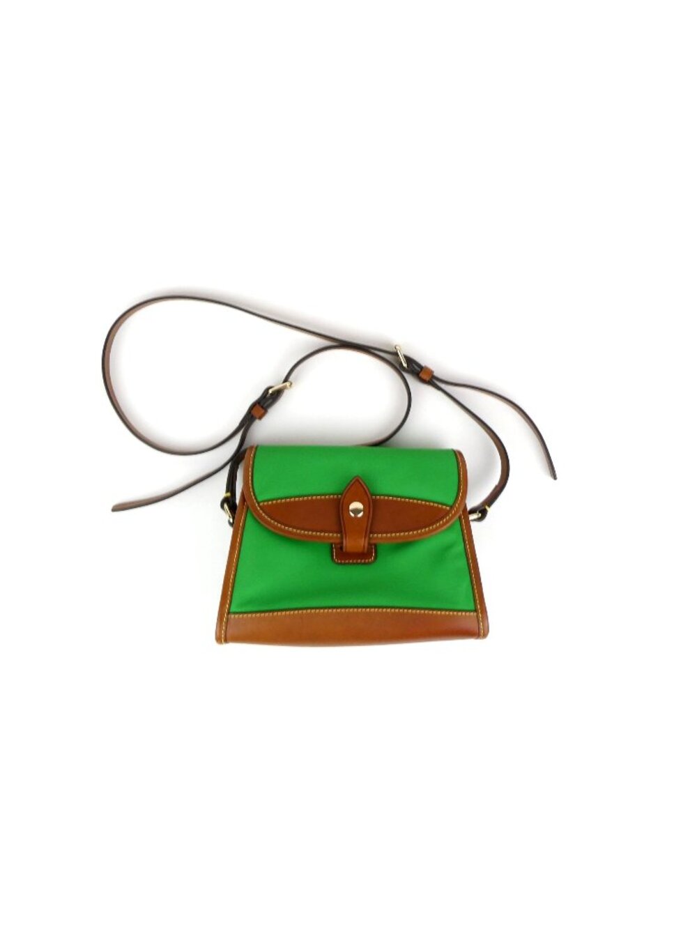 Dooney & Bourke Green Nylon Brown Leather Shoulder Bag